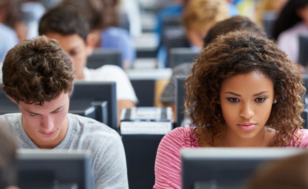 students taking a test